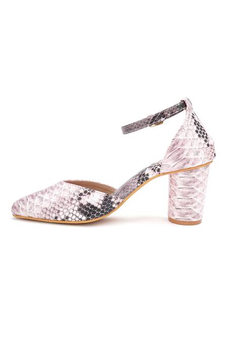 Sole House_Pink Python Print Block Heels _Online_at_Aza_Fashions