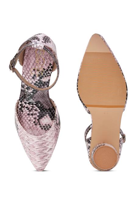 Shop_Sole House_Pink Python Print Block Heels _at_Aza_Fashions