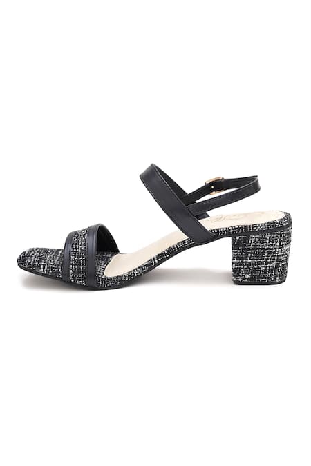Sole House_Black Classic Tweed Block Heels _Online_at_Aza_Fashions