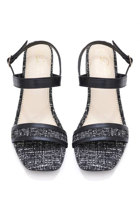 Shop_Sole House_Black Classic Tweed Block Heels _Online_at_Aza_Fashions