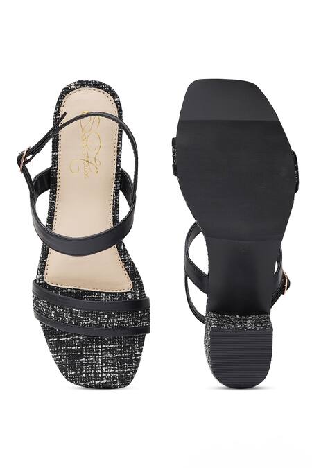 Shop_Sole House_Black Classic Tweed Block Heels _at_Aza_Fashions