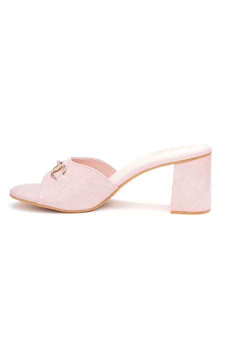 Sole House_Pink Quilted Blush Bottega Block Heels _Online_at_Aza_Fashions