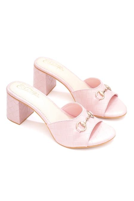 Shop_Sole House_Pink Quilted Blush Bottega Block Heels _Online_at_Aza_Fashions