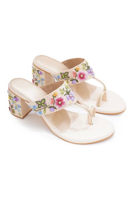 Buy_Sole House_Multi Color Embroidery Floral Block Heels _Online_at_Aza_Fashions
