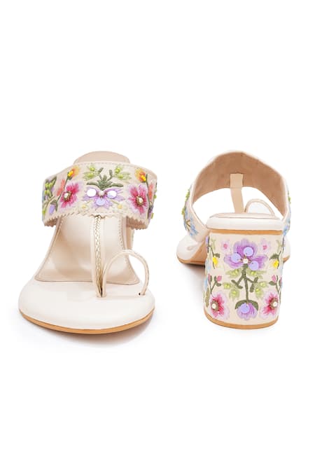 Shop_Sole House_Multi Color Embroidery Floral Block Heels _Online_at_Aza_Fashions