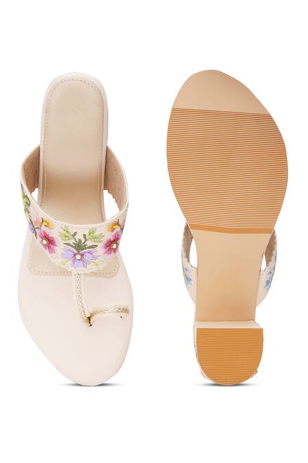 Shop_Sole House_Multi Color Embroidery Floral Block Heels _at_Aza_Fashions