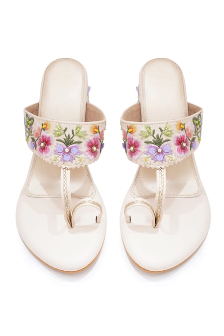 Sole House_Multi Color Embroidery Floral Block Heels _at_Aza_Fashions