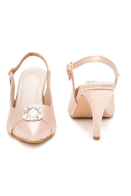 Buy_Sole House_Pink Brooches Satin Slingback Pencil Heels _Online_at_Aza_Fashions