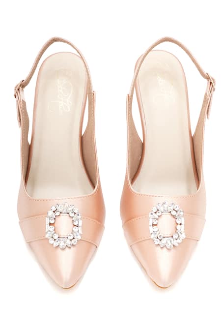 Sole House_Pink Brooches Satin Slingback Pencil Heels _at_Aza_Fashions