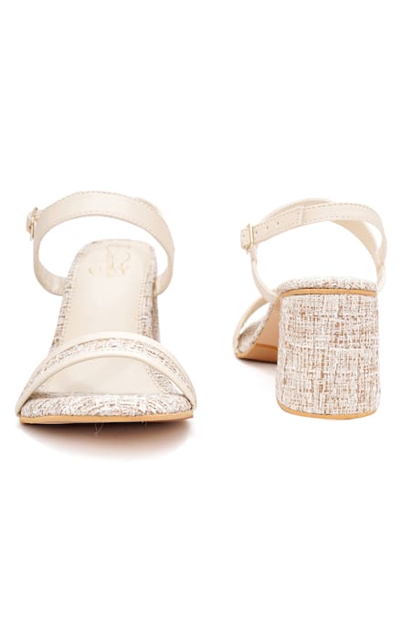 Shop_Sole House_Cream Ivory Tweed Textured Block Heel Sandals _Online_at_Aza_Fashions