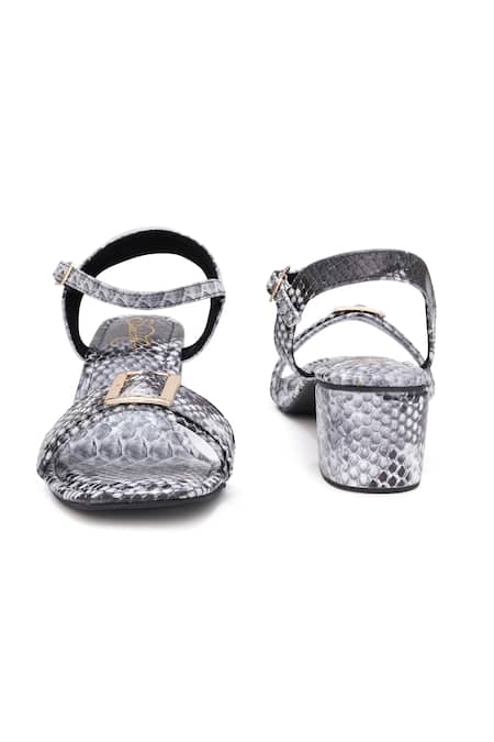 Buy_Sole House_Gray Buckles Python Chic Block Heels _Online_at_Aza_Fashions