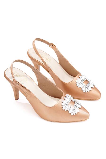 Shop_Sole House_Beige Brooches Nude Pencil Heels With Silver _Online_at_Aza_Fashions