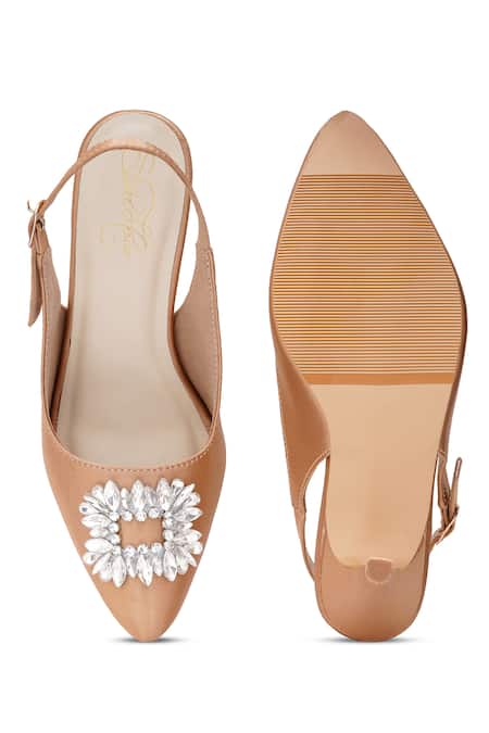 Shop_Sole House_Beige Brooches Nude Pencil Heels With Silver _at_Aza_Fashions