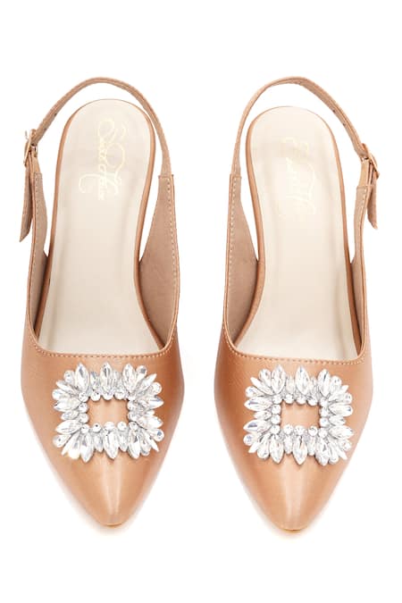 Sole House_Beige Brooches Nude Pencil Heels With Silver _at_Aza_Fashions