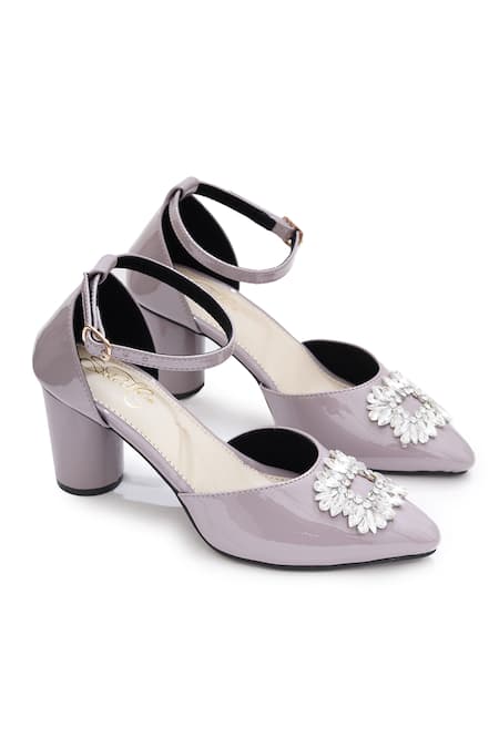 Buy_Sole House_Gray Brooches Diva Luxe Block Heel Shoes _Online_at_Aza_Fashions