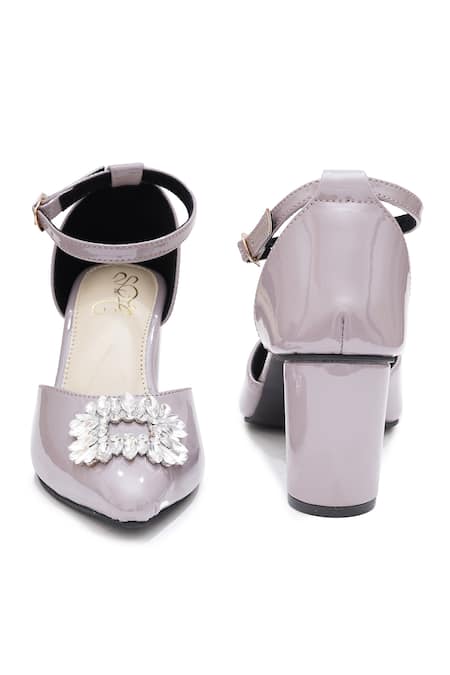 Shop_Sole House_Gray Brooches Diva Luxe Block Heel Shoes _Online_at_Aza_Fashions