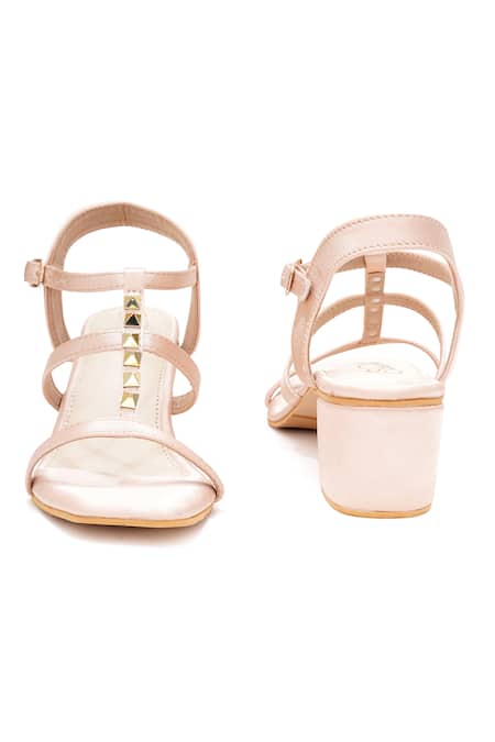 Shop_Sole House_Pink Studs Glam Goddess Block Heel Sandals _Online_at_Aza_Fashions