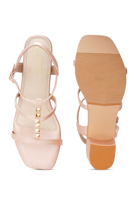 Shop_Sole House_Pink Studs Glam Goddess Block Heel Sandals _at_Aza_Fashions