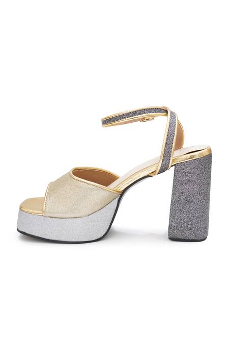 Sole House_Multi Color Glitter Golden Temptation Block Heels _Online_at_Aza_Fashions
