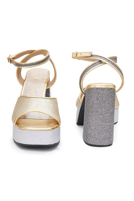 Buy_Sole House_Multi Color Glitter Golden Temptation Block Heels _Online_at_Aza_Fashions