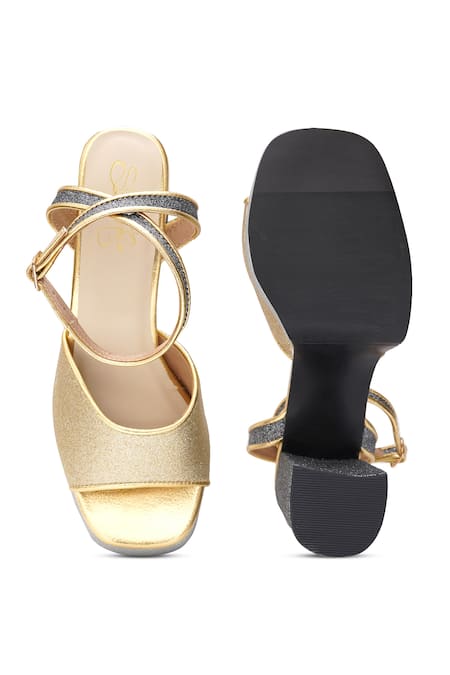 Shop_Sole House_Multi Color Glitter Golden Temptation Block Heels _at_Aza_Fashions