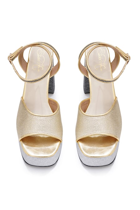 Sole House_Multi Color Glitter Golden Temptation Block Heels _at_Aza_Fashions