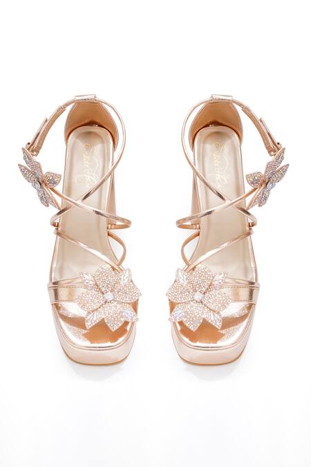 Buy_Sole House_Rose Gold Block Heel Sandals _Online_at_Aza_Fashions