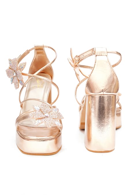 Sole House_Rose Gold Block Heel Sandals _at_Aza_Fashions