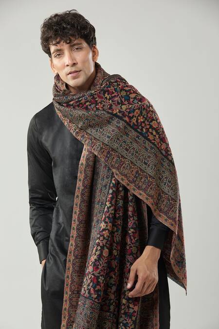 Shop_Taroob_Black Kashmiri Kaani Woollen Shawl