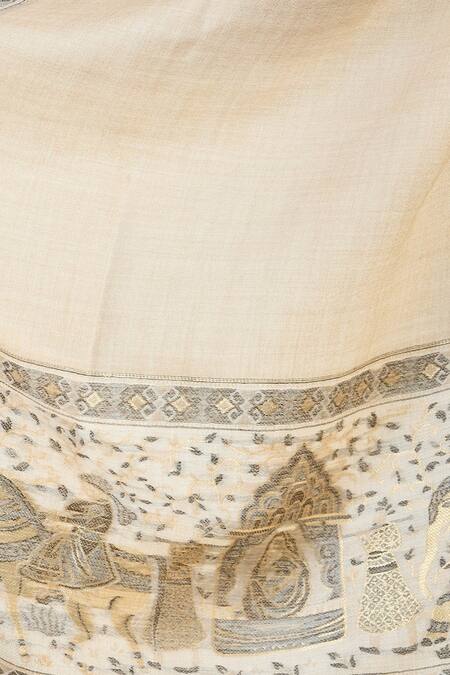Taroob Cream Mughal Darbar Border Wool Shawl Online at Aza Fashions Taroob_Cream Mughal Darbar Border Wool Shawl_Online_at_Aza_Fashions