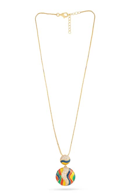 Kicky & Perky_Multi Color Moissanite Pendant Necklace _Online_at_Aza_Fashions