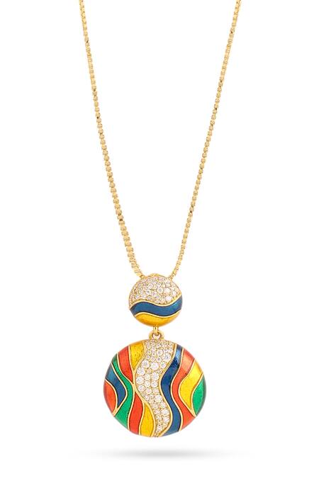 Kicky & Perky_Multi Color Moissanite Pendant Necklace _at_Aza_Fashions