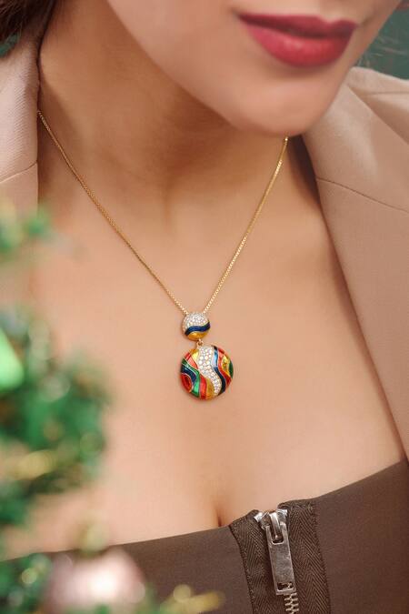 Buy Kicky & Perky Multi Color Moissanite Pendant Necklace Buy_Kicky & Perky_Multi Color Moissanite Pendant Necklace