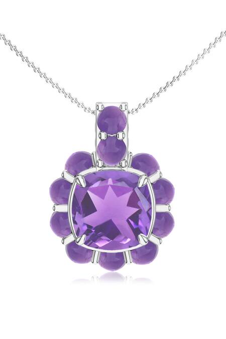 Kicky & Perky Silver Plated Amethyst Sterling Pendant Necklace Online at Aza Fashions Kicky & Perky_Silver Plated Amethyst Sterling Pendant Necklace _Online_at_Aza_Fashions