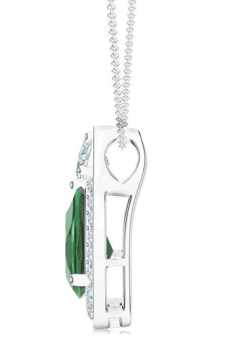 Buy Kicky & Perky Silver Plated Green Amethyst Sterling Pendant Necklace Online at Aza Fashions Buy_Kicky & Perky_Silver Plated Green Amethyst Sterling Pendant Necklace _Online_at_Aza_Fashions