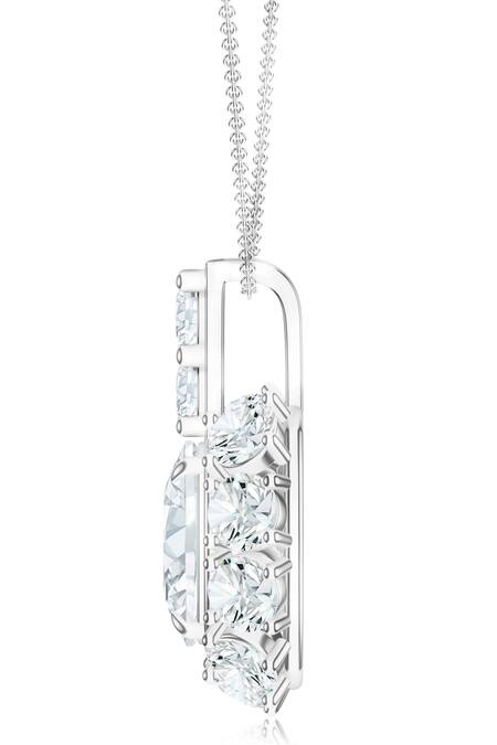 Buy Kicky & Perky Silver Plated Moissanite Pendant Necklace Online at Aza Fashions Buy_Kicky & Perky_Silver Plated Moissanite Pendant Necklace _Online_at_Aza_Fashions