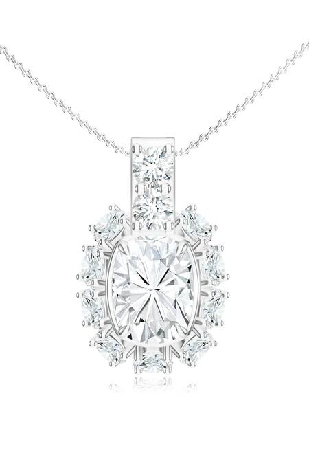 Shop Kicky & Perky Silver Plated Moissanite Pendant Necklace Online at Aza Fashions Shop_Kicky & Perky_Silver Plated Moissanite Pendant Necklace _Online_at_Aza_Fashions
