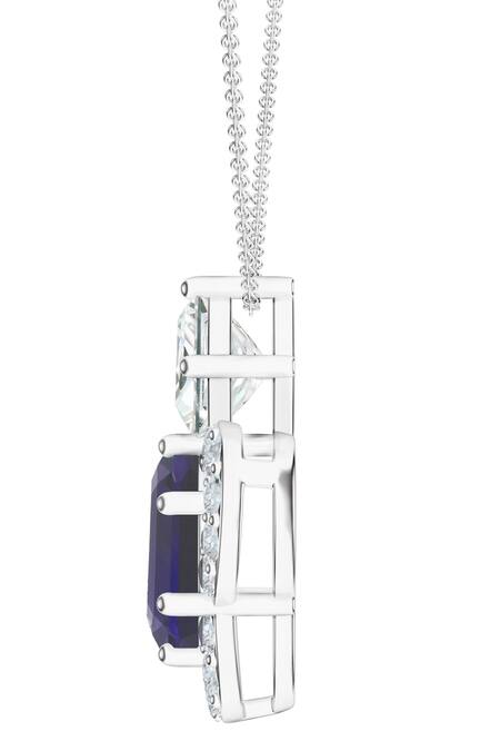 Buy Kicky & Perky Silver Plated Amethyst Moissanite Pendant Necklace Online at Aza Fashions Buy_Kicky & Perky_Silver Plated Amethyst Moissanite Pendant Necklace _Online_at_Aza_Fashions