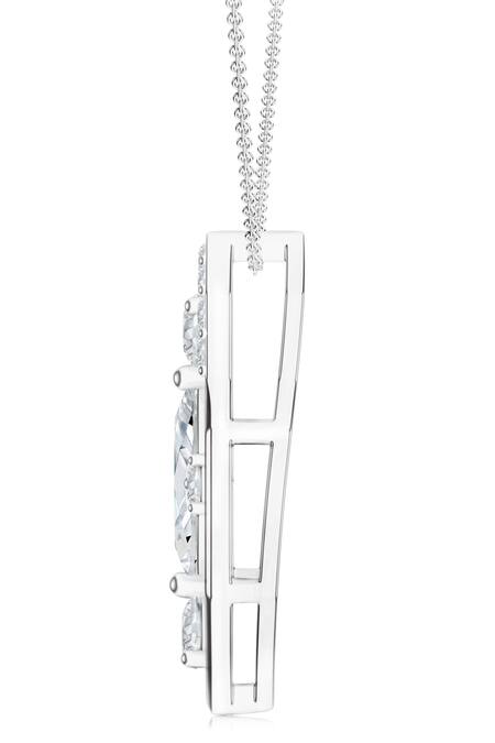 Kicky & Perky Silver Plated Contemporary Moissanite Pendant Necklace Online at Aza Fashions Kicky & Perky_Silver Plated Contemporary Moissanite Pendant Necklace _Online_at_Aza_Fashions
