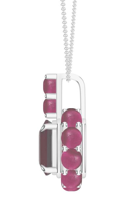 Kicky & Perky_Silver Plated Garnet Pendant Necklace _Online_at_Aza_Fashions