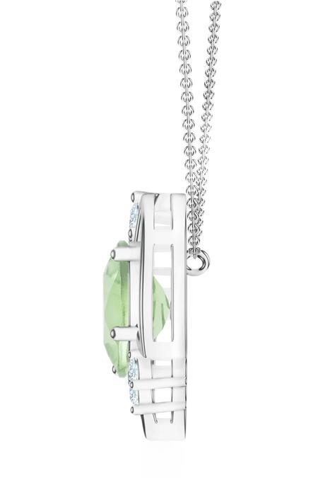 Kicky & Perky Silver Plated Designer Green Amethyst Pendant Necklace Online at Aza Fashions Kicky & Perky_Silver Plated Designer Green Amethyst Pendant Necklace _Online_at_Aza_Fashions