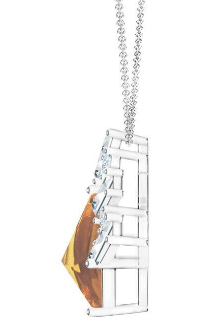 Buy Kicky & Perky Gold Plated Contemporary Citrine Moissanite Pendant Necklace Online at Aza Fashions Buy_Kicky & Perky_Gold Plated Contemporary Citrine Moissanite Pendant Necklace _Online_at_Aza_Fashions
