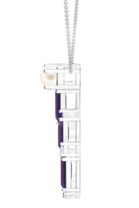 Kicky & Perky Purple Contemporary Amethyst And Moissanite Pendant Necklace Online at Aza Fashions Kicky & Perky_Purple Contemporary Amethyst And Moissanite Pendant Necklace _Online_at_Aza_Fashions