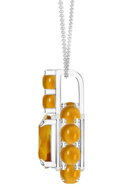 Kicky & Perky Yellow Contemporary Citrine Pendant Necklace Online at Aza Fashions Kicky & Perky_Yellow Contemporary Citrine Pendant Necklace _Online_at_Aza_Fashions