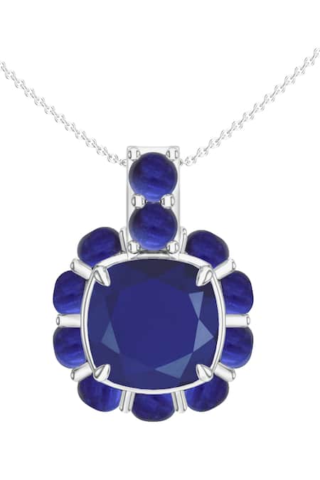 Shop Kicky & Perky Silver Plated Stone Floral Pendant Necklace Online at Aza Fashions Shop_Kicky & Perky_Silver Plated Stone Floral Pendant Necklace _Online_at_Aza_Fashions