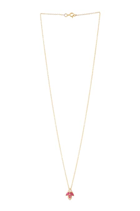Kicky & Perky_Red Gold Moissanite Ruby Pendant Necklace _Online_at_Aza_Fashions