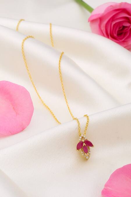 Shop_Kicky & Perky_Red Gold Moissanite Ruby Pendant Necklace 