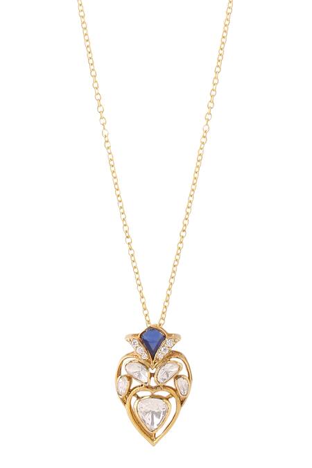 Buy Kicky & Perky Gold Plated Moissanite Heart Pendant Necklace Online at Aza Fashions Buy_Kicky & Perky_Gold Plated Moissanite Heart Pendant Necklace _Online_at_Aza_Fashions