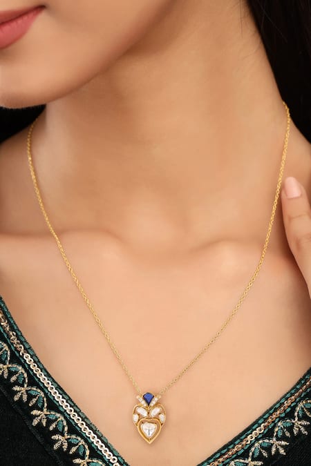 Kicky & Perky Gold Moissanite Heart Pendant Necklace 