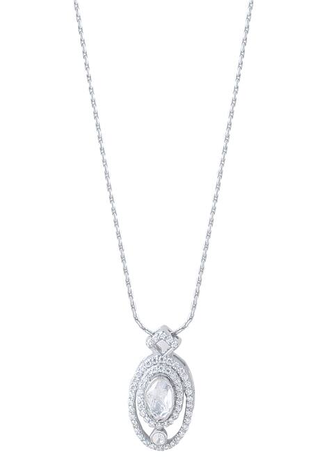Buy Kicky & Perky Silver Plated Moissanite Sterling Pendant Necklace Online at Aza Fashions Buy_Kicky & Perky_Silver Plated Moissanite Sterling Pendant Necklace _Online_at_Aza_Fashions
